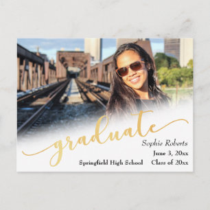 Graduation Announcement w/ Photo & Faux Gold Foil