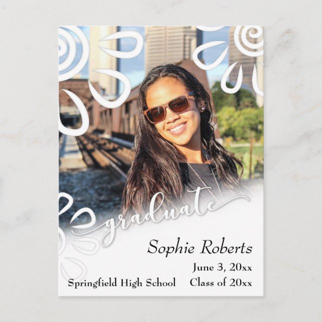 Graduation Announcement with Photo & Floral Images (Front)