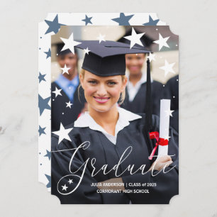 Graduation Announcement with Stars Graduate Photo