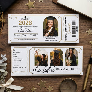Graduation Arch 4 Photo Announcement Party invite Raffle Tickets