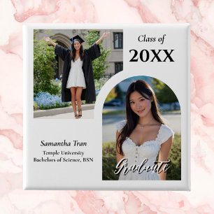 Graduation Arch Photo Collage Trendy Modern Party Button