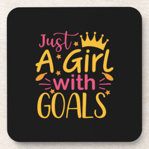 Graduation Art Just A Girl With Goals Beverage Coaster