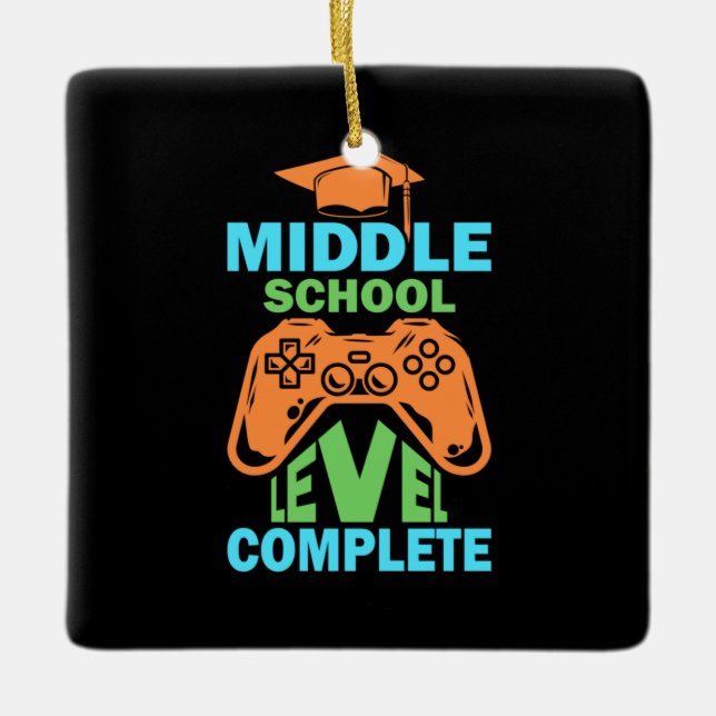 Graduation Art | Middle School Level Complete Ceramic Ornament (Front)