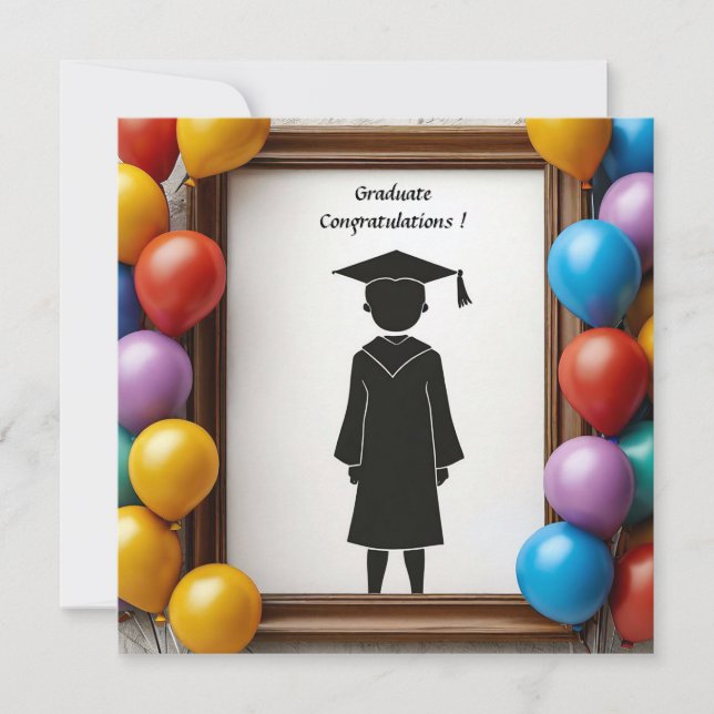 Graduation Artwork with Balloons Invitation (Front)