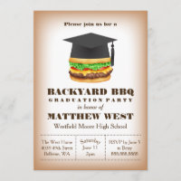 Graduation Backyard Barbecue BBQ Party Cookout Invitation