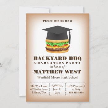 Graduation Backyard Barbecue Bbq Party Cookout Invitation by adams_apple at Zazzle