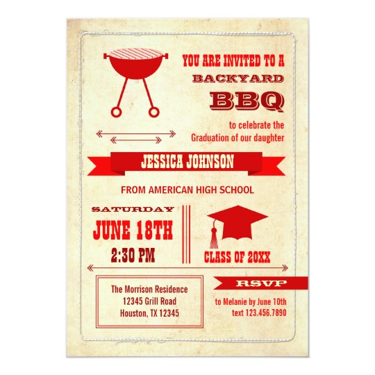 graduation backyard bbq invitation zazzle com barbecue invite template