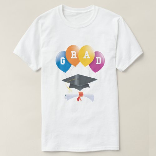 Graduation Balloons Grad Diploma Cap T_Shirt