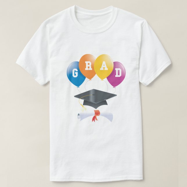Graduation Balloons Grad Diploma Cap T-Shirt (Design Front)