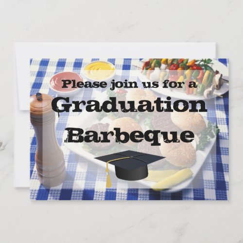 Graduation Barbeque, Burgers on Table Personalized Custom Invitations