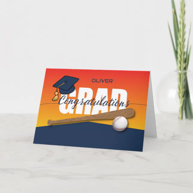 Graduation Baseball Athlete Congratulations Grad Card | Zazzle