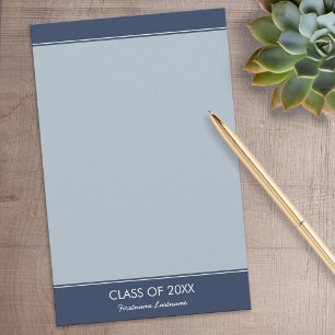 Graduation - Basic Navy Border with Class of Stationery