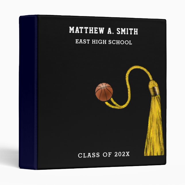 Graduation Basketball Gift 3 Ring Binder (Front/Spine)