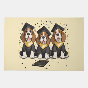 Graduation Basset Hound Dogs Doormat