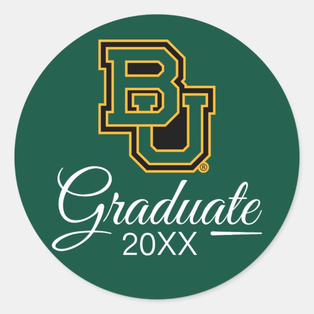Graduation | Baylor University Block Letters Classic Round Sticker (Front)