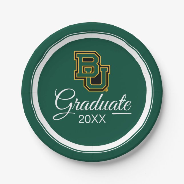 Graduation | Baylor University Block Letters Paper Plates (Front)