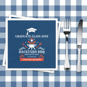 Graduation BBQ Backyard Navy Blue Napkins