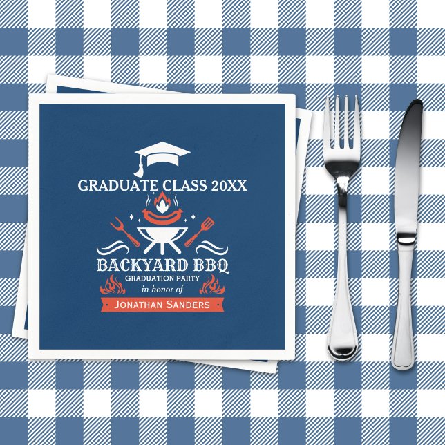 Graduation BBQ Backyard Navy Blue Napkins (Creator Uploaded)