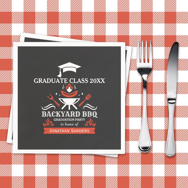 Graduation BBQ Backyard Navy Blue Napkins (Creator Uploaded)