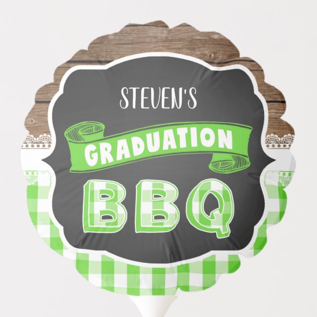 Graduation BBQ Balloon - Lime Green (Back)