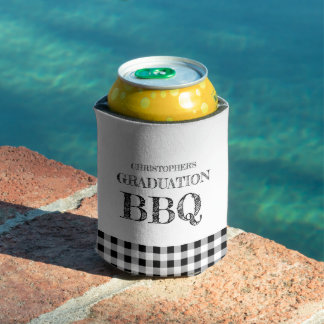 Graduation BBQ Gingham Can Cooler