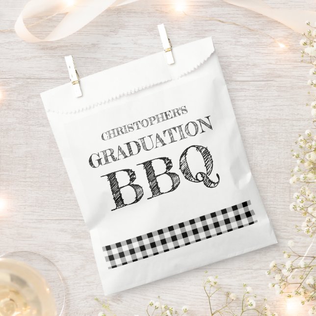 Graduation BBQ Gingham Favor Bag (Clipped)