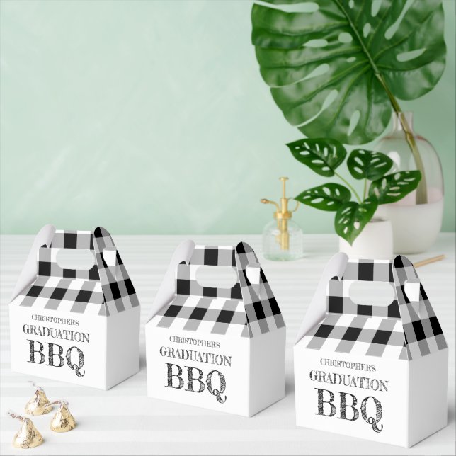 Graduation BBQ Gingham Favor Boxes (Multiple)