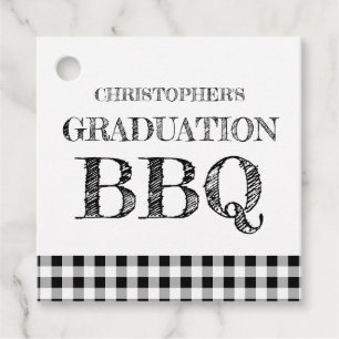 Graduation BBQ Gingham Favor Tags