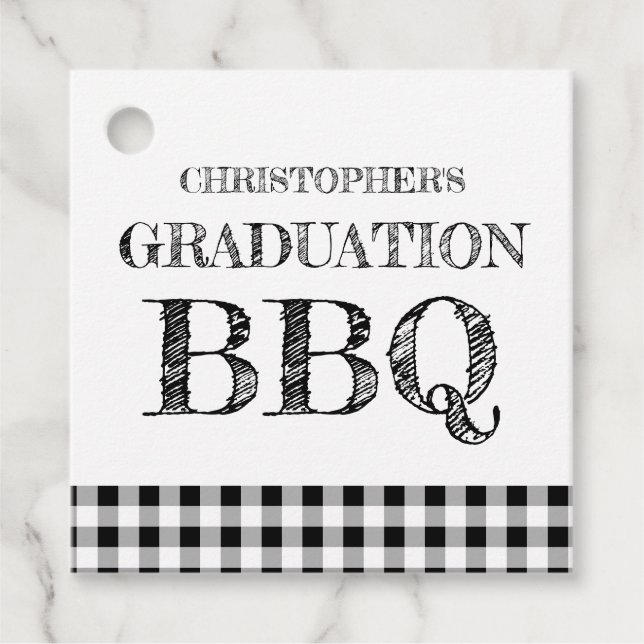 Graduation BBQ Gingham Favor Tags (Front)