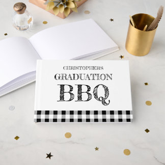 Graduation BBQ Gingham Guest Book