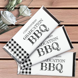 Graduation BBQ Gingham Hershey Bar Favors