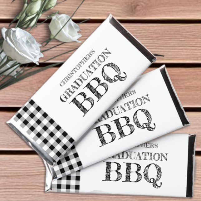Graduation BBQ Gingham Hershey Bar Favors (Creator Uploaded)