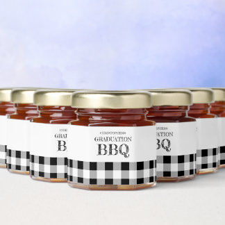 Graduation BBQ Gingham Honey Jar Favors