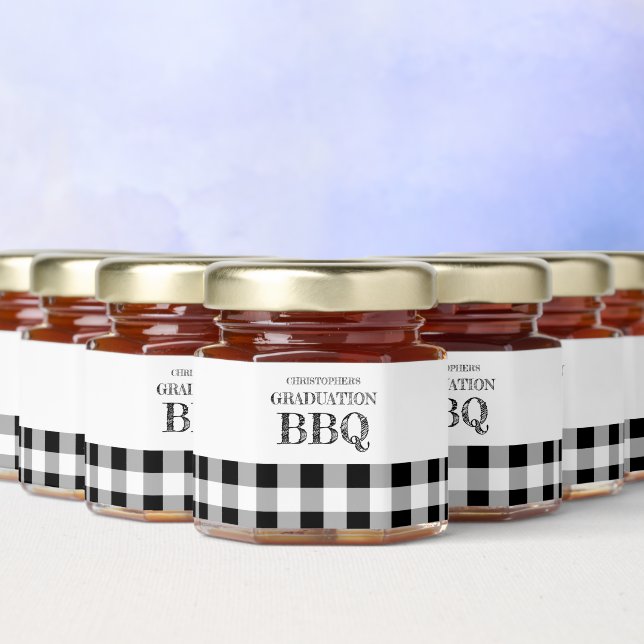 Graduation BBQ Gingham Honey Jar Favors (Multi)