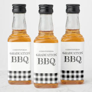 Graduation BBQ Gingham Liquor Bottle Label