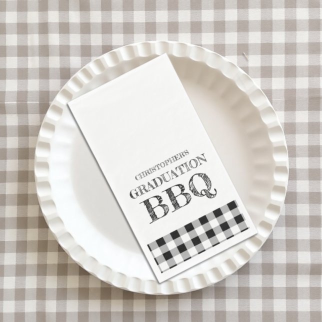 Graduation BBQ Gingham Paper Guest Towels (Creator Uploaded)