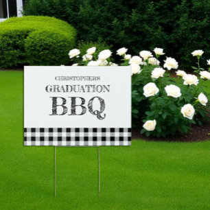 Graduation BBQ Gingham Sign