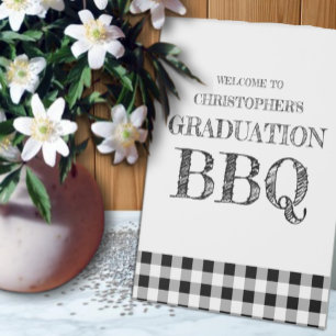 Graduation BBQ Gingham Table Tent