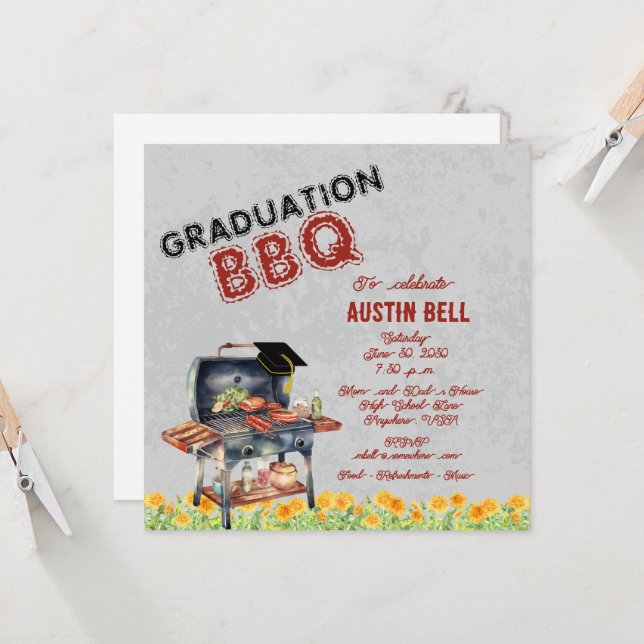 Graduation BBQ Invitation (Front/Back In Situ)