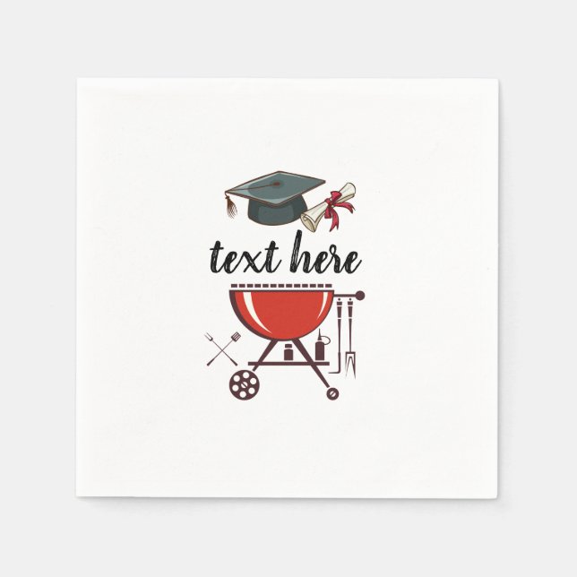 Graduation BBQ invitation, grad party Invitation Napkins (Front)