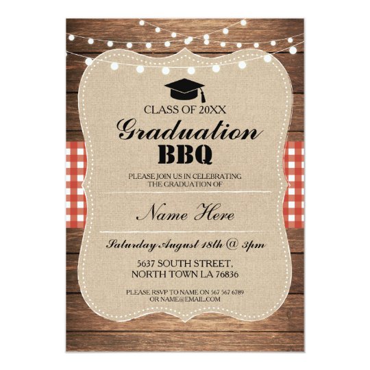 graduation bbq invitation red rustic wood zazzle com