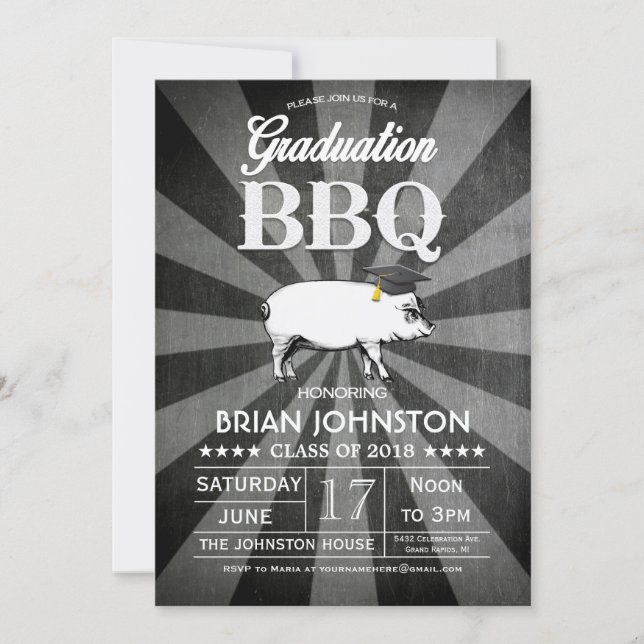 Graduation BBQ Invitations (Chalkboard) (Front)