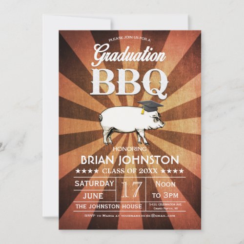 Graduation BBQ Invitations Gold