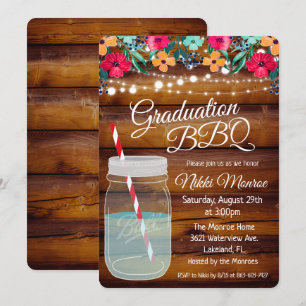 Graduation BBQ Mason Jar Invitation