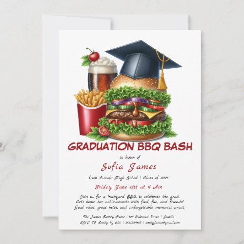 Graduation BBQ Party Invitation | Backyard Cookout