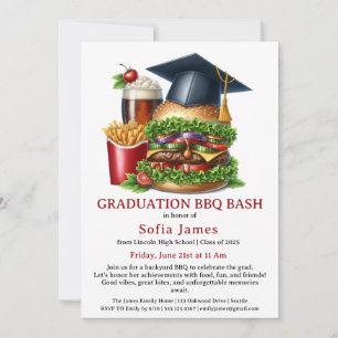 Graduation BBQ Party Invitation Backyard Cookout