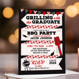 Graduation BBQ Party invitation, Grad party Invitation
