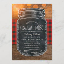 Graduation BBQ Party Rustic Chalkboard Mason Jar