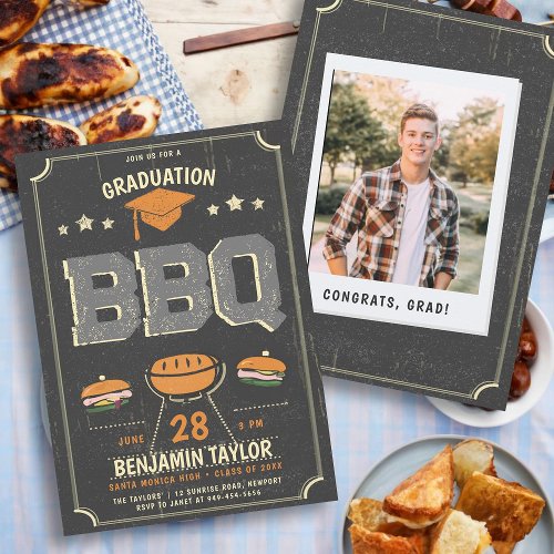 Graduation BBQ Party Rustic Cowboy Country Photo Invitation