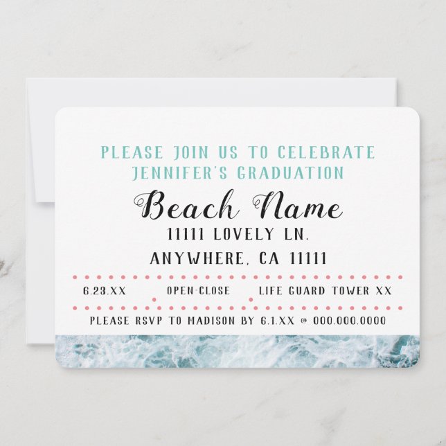Graduation Beach Party Invitation (Back)